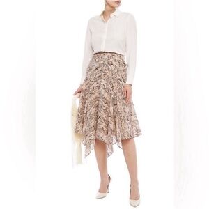 WALTER BAKER ERWIN ASYMMETRICAL RUCHED SNAKE PRINT CHIFFON SKIRT NWT